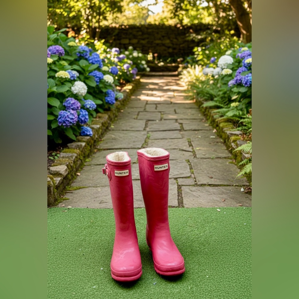 Hunter Tall Rain Boots in a vibrant shade of magenta size 4 girls